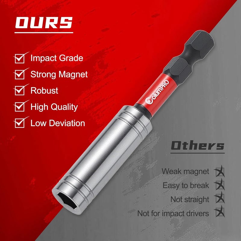 ColumPRO 3PCS 1/4" Strong Magnetic Impact Bit Holder, Black Series, Upgraded Magnetic Drill Bit Extension for Impact Driver, Cordless Drill, 1/4" Hex Shank Premium S2 Steel - Image 5